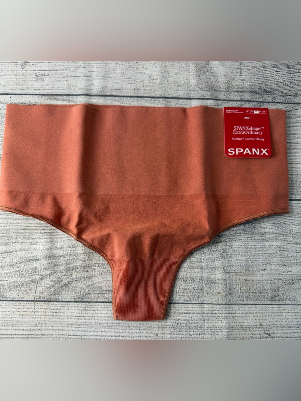 SPANX Seamless High-Waist thong in Rust Orange